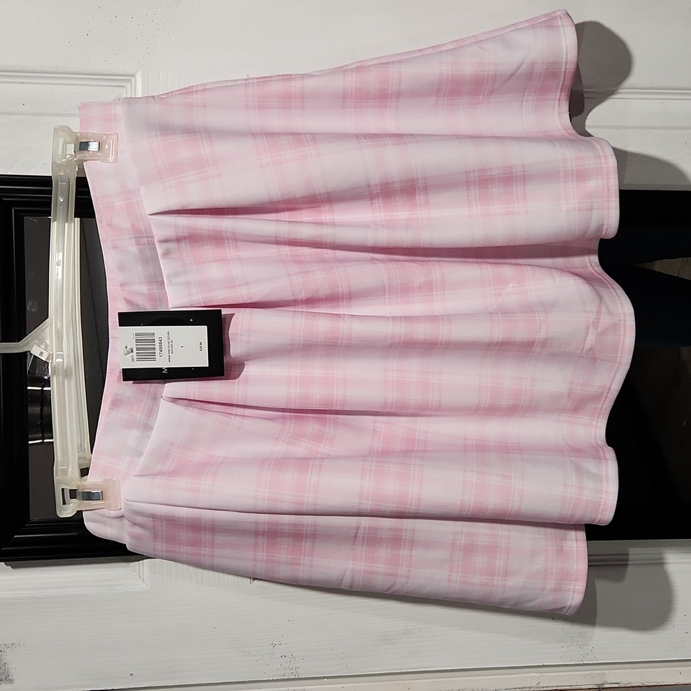 White pink pleated skater skirt 1X